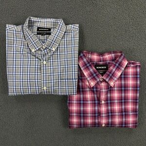 Bonobos Set of 2 Shirts Mens 2XL Long Tall Fit Button Down‎ Plaid Woven